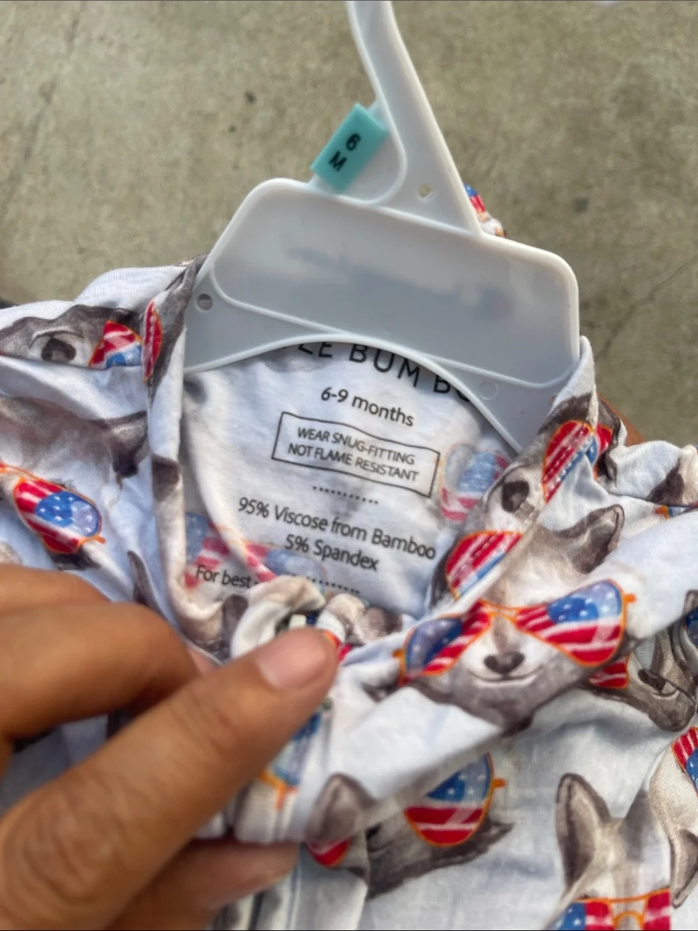 Little Bum Bums Cream Kids One-Piece with American Flag Cat Print Sz 6/9M